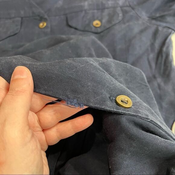 Vintage Halston Blue V Neck Full Button Front Short Sleeve Tencel Rayon Dress - Picture 3 of 9